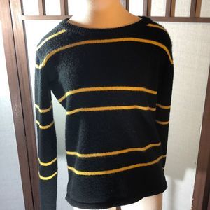 UNIF Striped Sweater Urban Outfitters Size Med. Waffle part cut out Black&Yellow